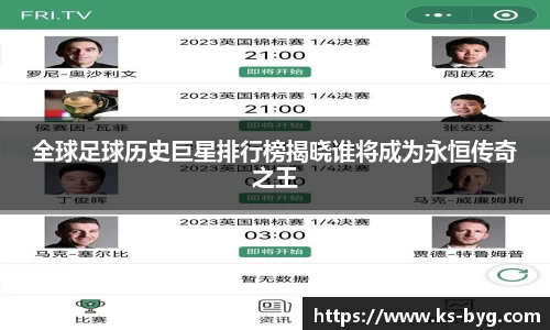 全球足球历史巨星排行榜揭晓谁将成为永恒传奇之王